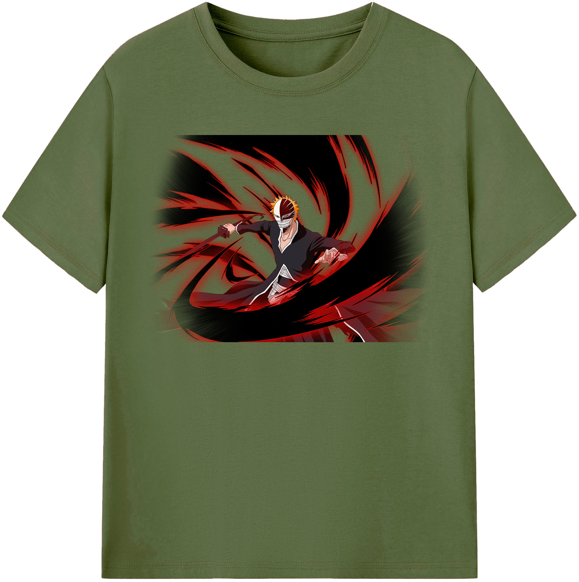（画像用） ブリーチ 黒崎一護（くろさき いちご）BLEACH Kurosaki Ichigo 綿100％半袖Tシャツ（フロントプリント）